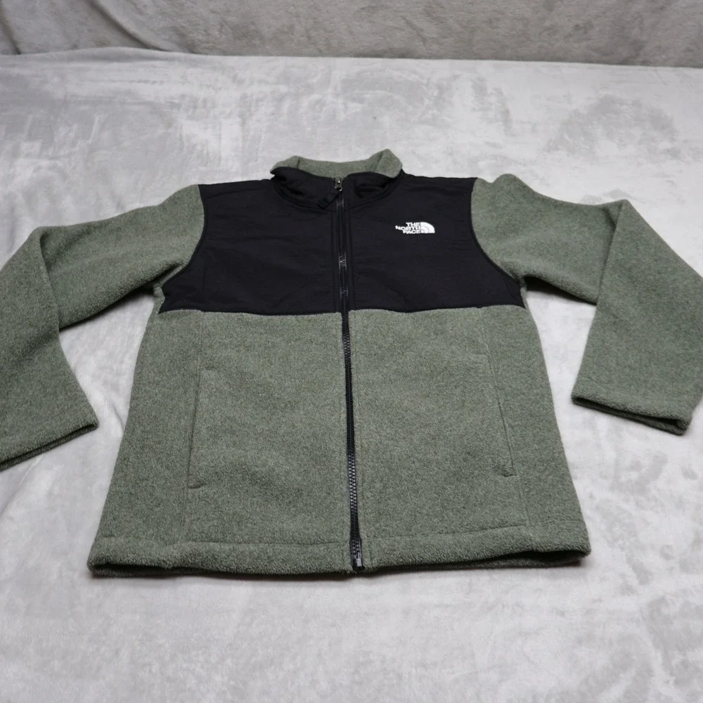 North Face Jacket Youth Medium 10/12 Green Denali Fleece Full Zip Outdoor Hiking